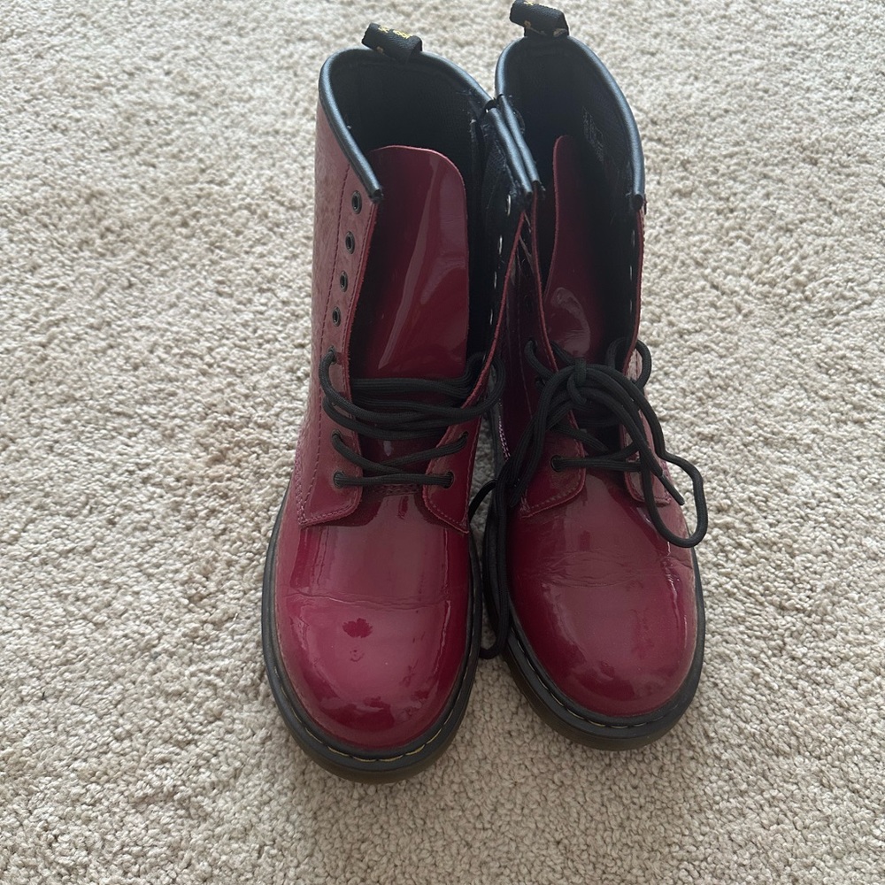 Dr. Martens Red Patent Leather Boots